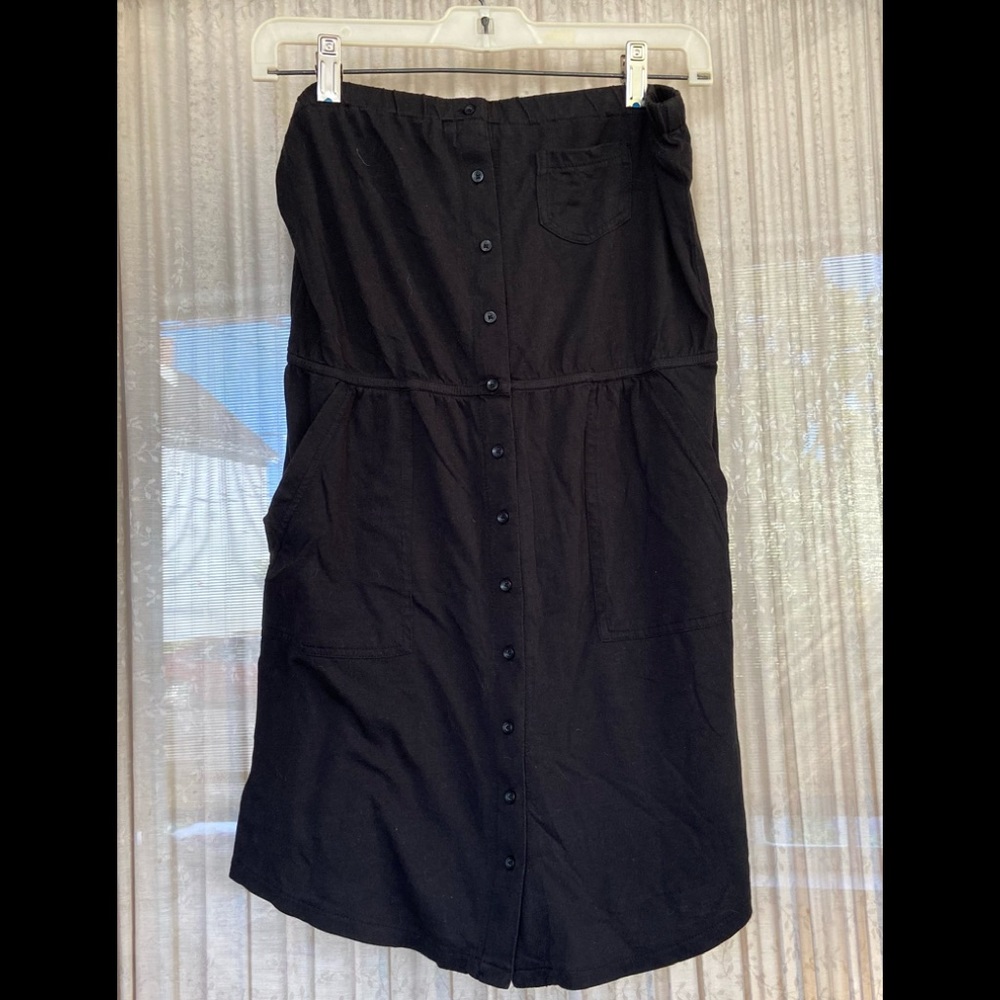 Hurley Black Buttoned Strapless Dress M